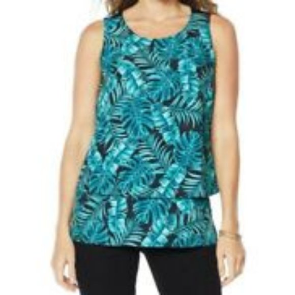 DG2 by Diane Gilman Tops - DG2 Diane Gilman  Easy Tank Palm Leaf 1X
